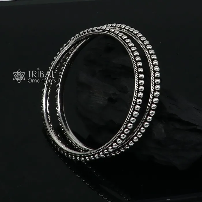 TRIBAL ORNAMENTS Bracelets Cultural trendy 925 sterling silver handmade gorgeous bangle bracelet with excellent silver ball work tribal wedding fancy jewelry nba398