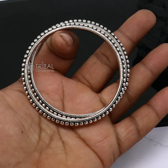 TRIBAL ORNAMENTS Bracelets Cultural trendy 925 sterling silver handmade gorgeous bangle bracelet with excellent silver ball work tribal wedding fancy jewelry nba398
