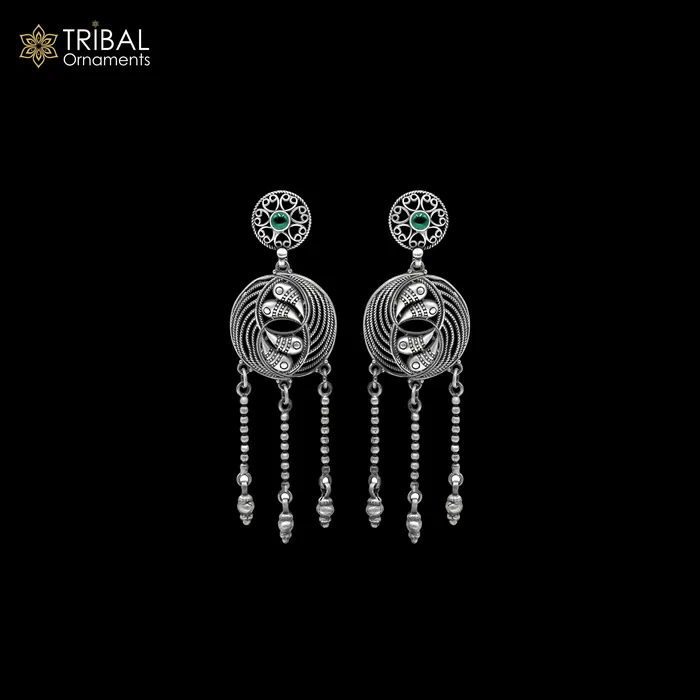 TRIBAL ORNAMENTS Earrings 925 sterling silver ethnic tribal design long drop dangle earring s1344 TRIBAL ORNAMENTS Earrings 925 sterling silver ethnic tribal design long drop dangle earring s1344