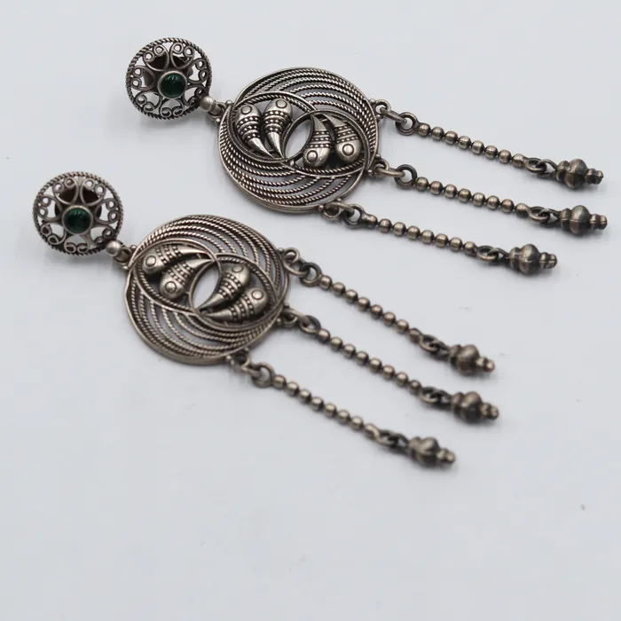 TRIBAL ORNAMENTS Earrings 925 sterling silver ethnic tribal design long drop dangle earring s1344 TRIBAL ORNAMENTS Earrings 925 sterling silver ethnic tribal design long drop dangle earring s1344