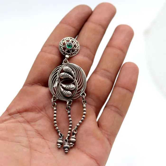 TRIBAL ORNAMENTS Earrings 925 sterling silver ethnic tribal design long drop dangle earring s1344 TRIBAL ORNAMENTS Earrings 925 sterling silver ethnic tribal design long drop dangle earring s1344