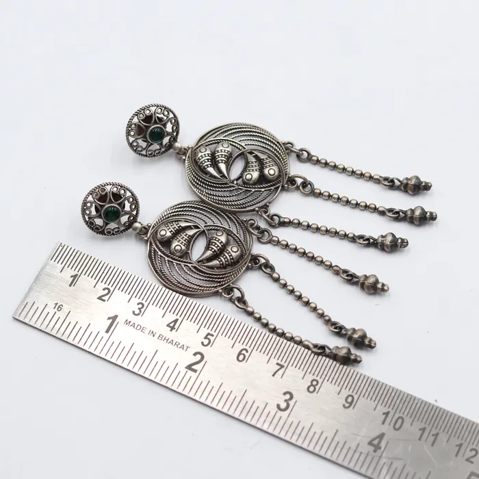TRIBAL ORNAMENTS Earrings 925 sterling silver ethnic tribal design long drop dangle earring s1344 TRIBAL ORNAMENTS Earrings 925 sterling silver ethnic tribal design long drop dangle earring s1344
