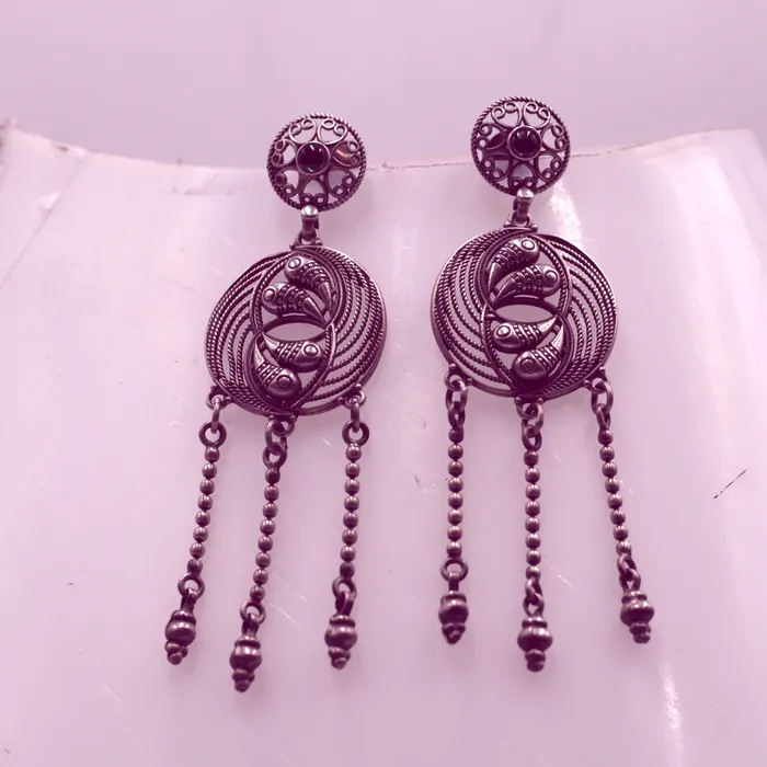 TRIBAL ORNAMENTS Earrings 925 sterling silver ethnic tribal design long drop dangle earring s1344 TRIBAL ORNAMENTS Earrings 925 sterling silver ethnic tribal design long drop dangle earring s1344