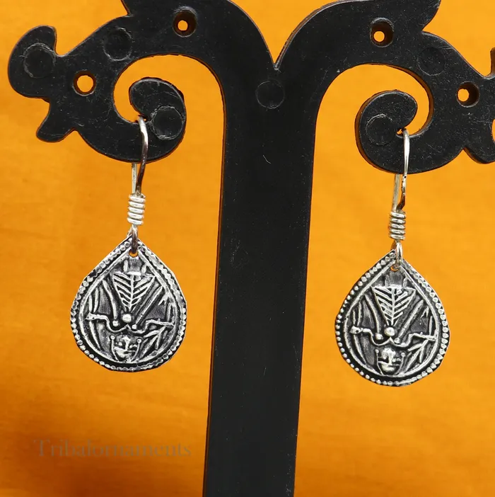 TRIBAL ORNAMENTS Earrings Vintage style 925 sterling silver excellent customized traditional indian style hoops earring amazing tribal ethnic earring ear958