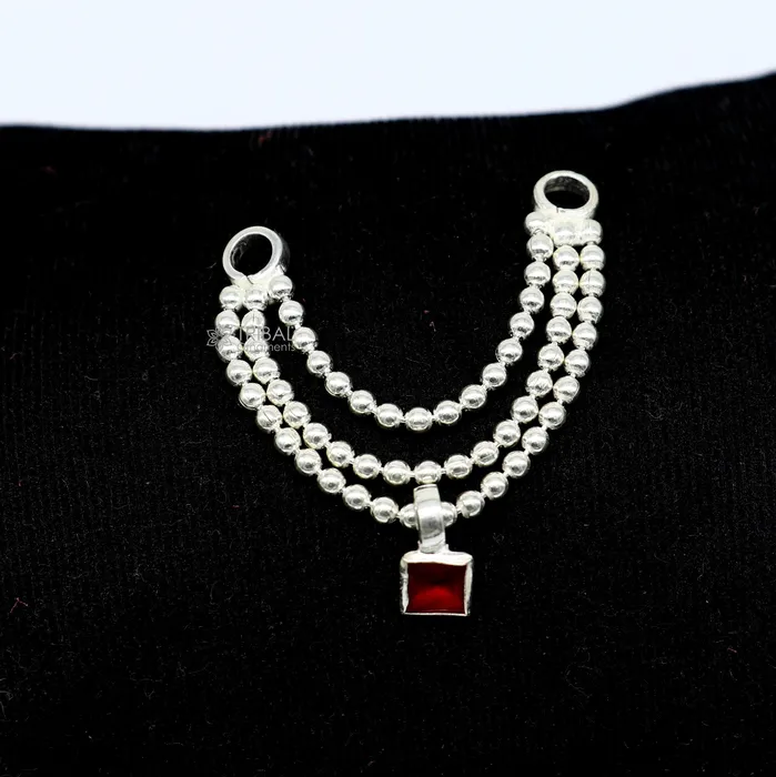 TRIBAL ORNAMENTS Necklaces 3 line beaded chain necklace for Lord Krishna Laddu Gopala Amazing design sterling silver handmade little Krishna jewelry su1149