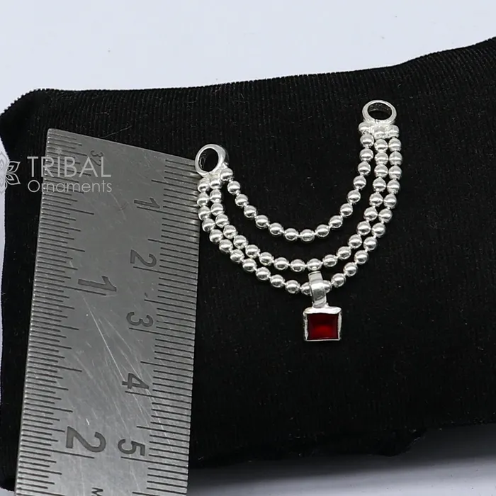 TRIBAL ORNAMENTS Necklaces 3 line beaded chain necklace for Lord Krishna Laddu Gopala Amazing design sterling silver handmade little Krishna jewelry su1149