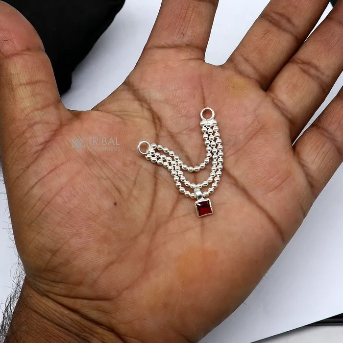 TRIBAL ORNAMENTS Necklaces 3 line beaded chain necklace for Lord Krishna Laddu Gopala Amazing design sterling silver handmade little Krishna jewelry su1149