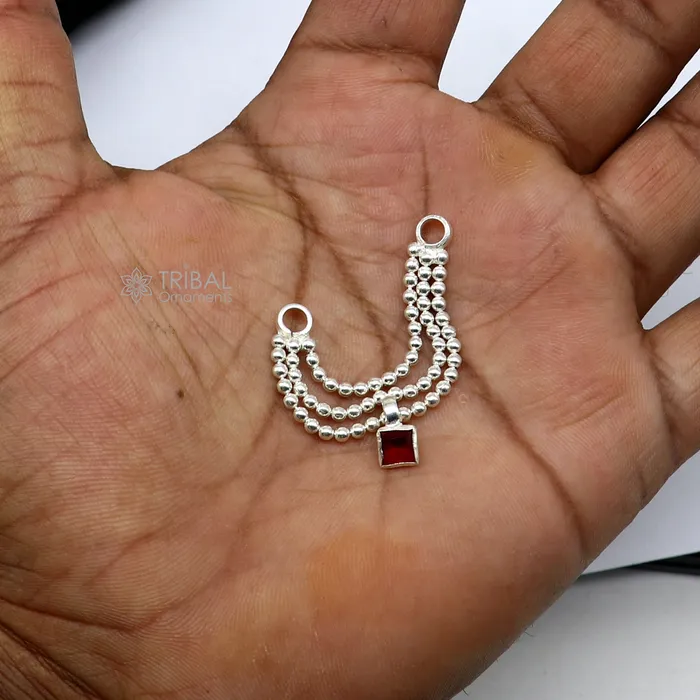 TRIBAL ORNAMENTS Necklaces 3 line beaded chain necklace for Lord Krishna Laddu Gopala Amazing design sterling silver handmade little Krishna jewelry su1149