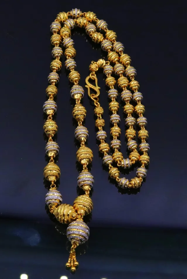 TRIBAL ORNAMENTS Necklaces Vintage antique design handmade fabulous handcrafted 22kt gold beads chain necklace girls womens gorgeous jewelry