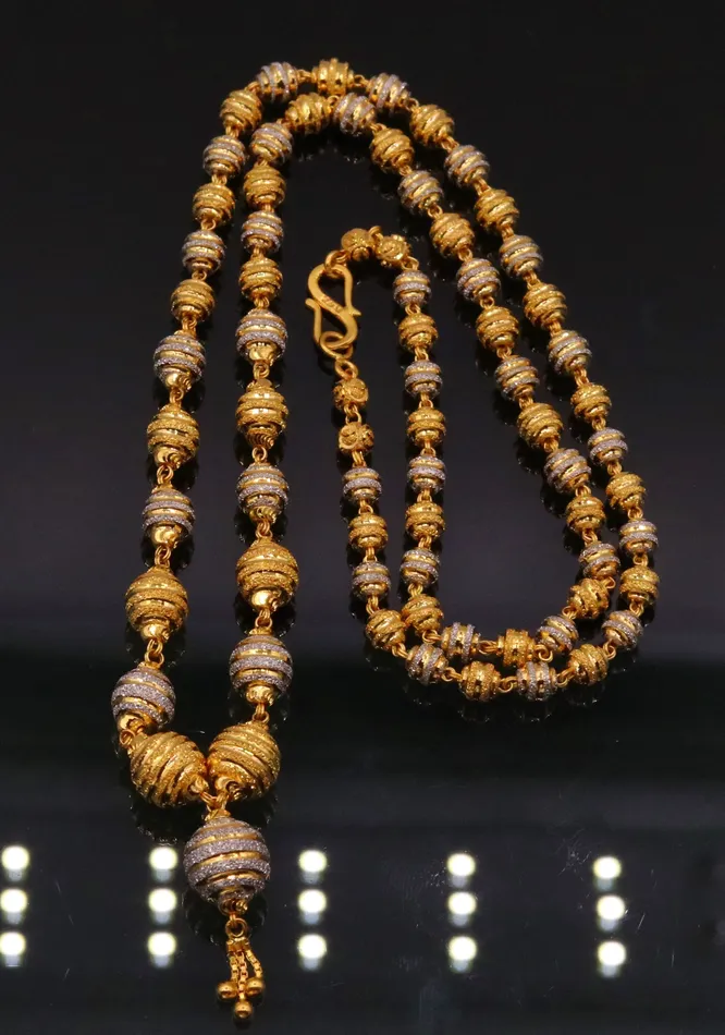 TRIBAL ORNAMENTS Necklaces Vintage antique design handmade fabulous handcrafted 22kt gold beads chain necklace girls womens gorgeous jewelry