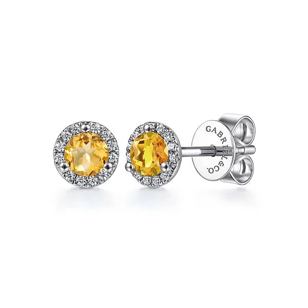 14K White Gold Citrine and Diamond Earrings Gabriel Co Earrings