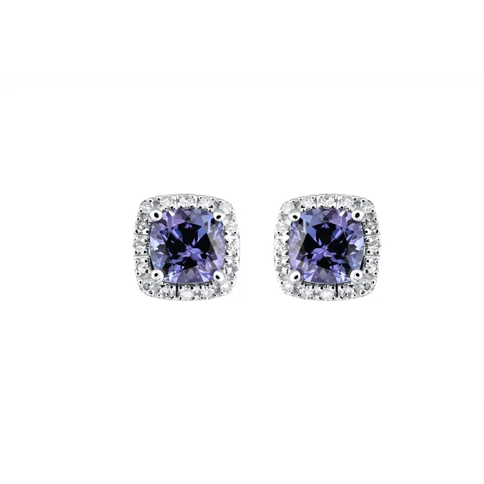 14K White Gold Diamond and Tanzanite Stud Earrings Meierotto Jewelers Earrings