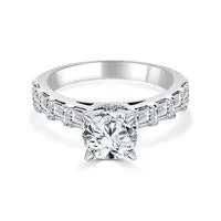 14K White Gold Semi Mount Ring with Cathedral Diamond Baguettes Engagement Collections Rings 14K White Gold Semi Mount Ring with Cathedral Diamond Baguettes Engagement Collections Rings