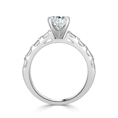 14K White Gold Semi Mount Ring with Cathedral Diamond Baguettes Engagement Collections Rings 14K White Gold Semi Mount Ring with Cathedral Diamond Baguettes Engagement Collections Rings