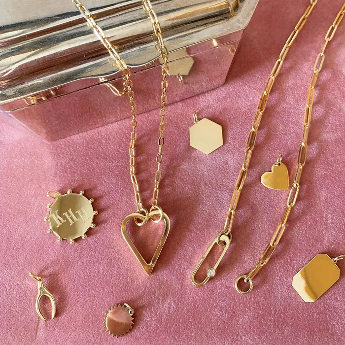 14K Yellow Gold 25mm Paperclip Split Chain Necklace Croghans Necklaces