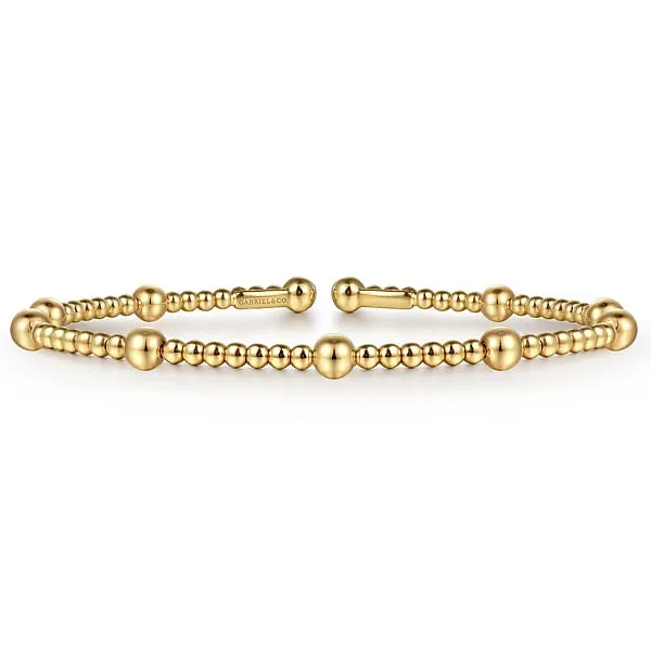 14K Yellow Gold Bujukan Bead Thin Cuff Bracelet Gabriel Co Bracelets