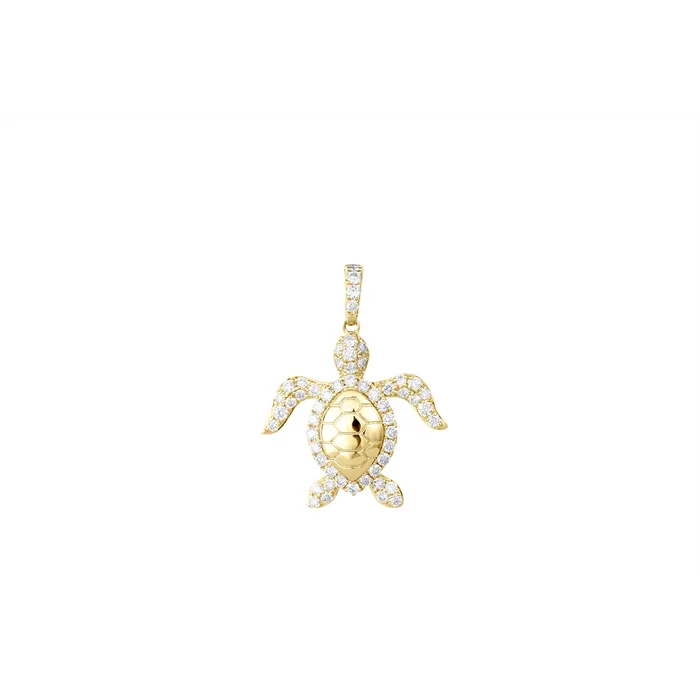 14K Yellow Gold Diamond Turtle Pendant Meierotto Jewelers PreStyled Sets