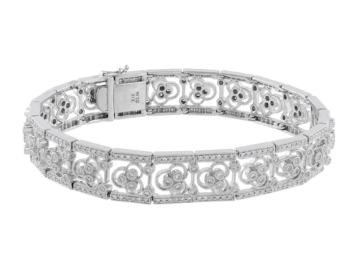 18k White Gold Filigree Pave Diamond Bracelet CJ Charles Jewelers Bracelets 18k White Gold Filigree Pave Diamond Bracelet CJ Charles Jewelers Bracelets
