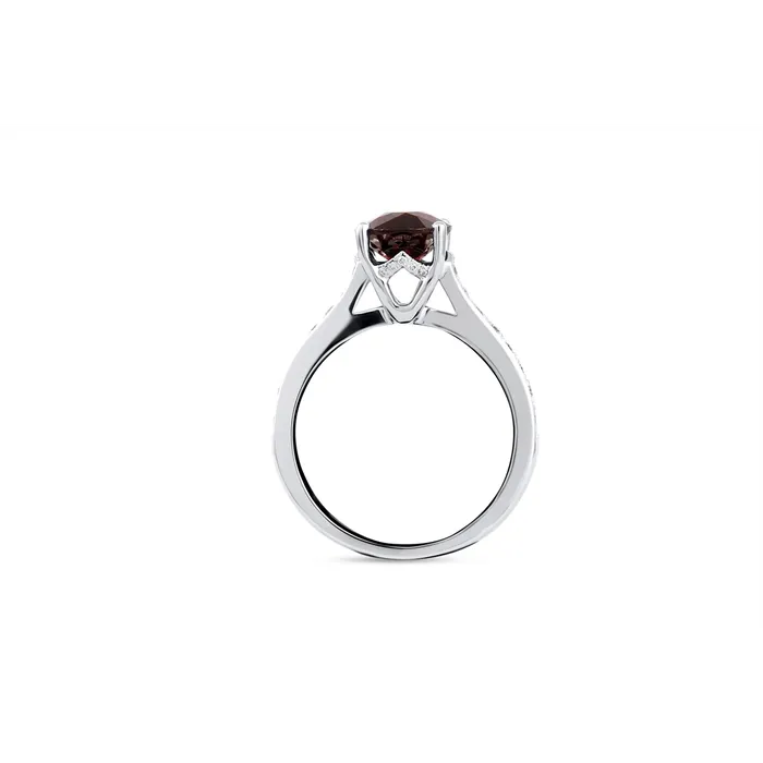 18K White Gold Garnet Diamond Ring Engagement Collections Rings