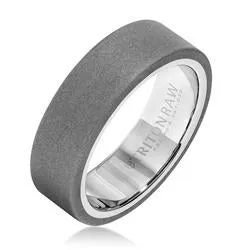 7mm Tungsten Sandblast Finish Wedding Band with White Polished Interior Mens Bands Rings 7mm Tungsten Sandblast Finish Wedding Band with White Polished Interior Mens Bands Rings