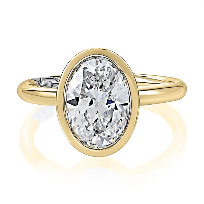 A Jaffe A Jaffe 14K Yellow Gold Oval Bezel Set Solitaire Ring Rings