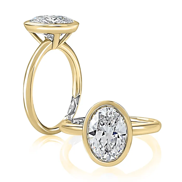 A Jaffe A Jaffe 14K Yellow Gold Oval Bezel Set Solitaire Ring Rings