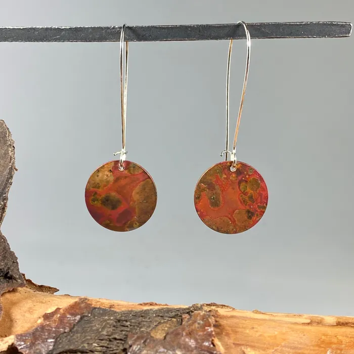 Annies Arts Follies Earrings Flame Patina Copper Earrings