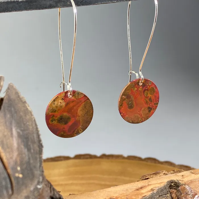 Annies Arts Follies Earrings Flame Patina Copper Earrings Annies Arts Follies Earrings Flame Patina Copper Earrings
