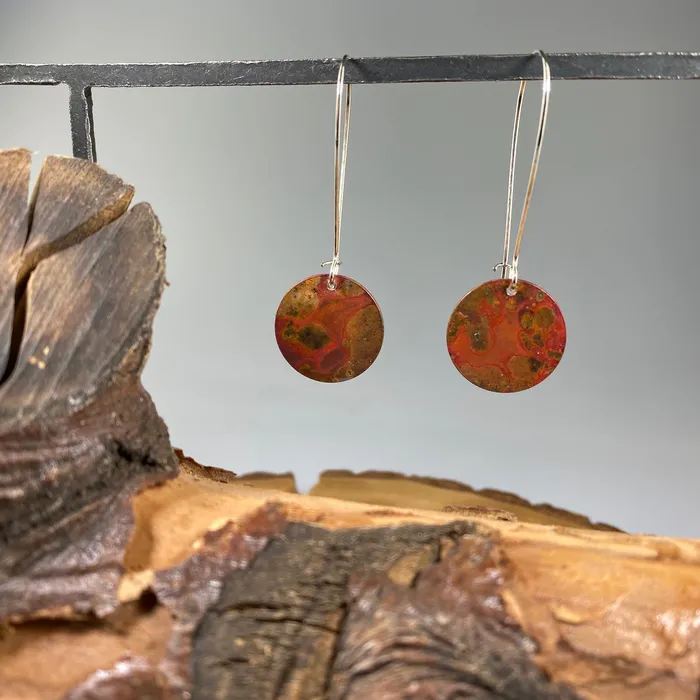 Annies Arts Follies Earrings Flame Patina Copper Earrings Annies Arts Follies Earrings Flame Patina Copper Earrings