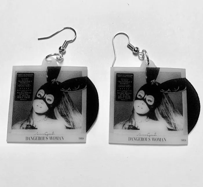 Ariana Grande Dangerous Woman Vinyl Album Handmade Earrings Sam Makes Things Earrings