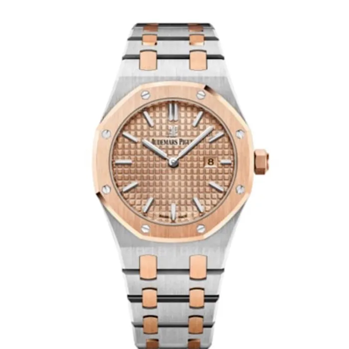 Audemars Piguet Royal Oak 33mm Ladies Watch Ref 67650SROO1261SR01 Rose Gold Dial Two Tone Stainless Steel 18K Rose Gold Bracelet Audemars Piguet Bracelets Audemars Piguet Royal Oak 33mm Ladies Watch Ref 67650SROO1261SR01 Rose Gold Dial Two Tone Stainless Steel 18K Rose Gold Bracelet Audemars Piguet Bracelets