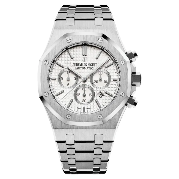 Audemars Piguet Royal Oak Chronograph 41mm Mens Watch Ref 26320STOO1220ST02 Silver Dial Stainless Steel Bracelet Audemars Piguet Bracelets Audemars Piguet Royal Oak Chronograph 41mm Mens Watch Ref 26320STOO1220ST02 Silver Dial Stainless Steel Bracelet Audemars Piguet Bracelets