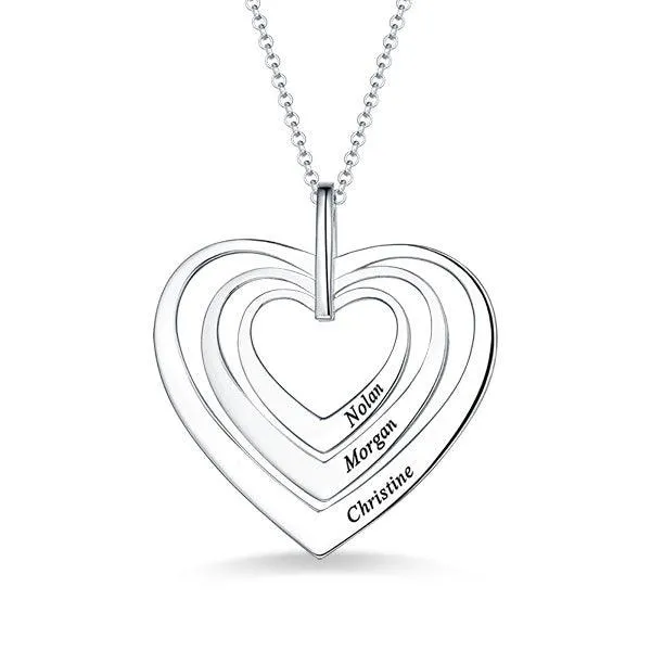 Belbren Engraved Family Heart Necklace In Sterling Silver Necklaces