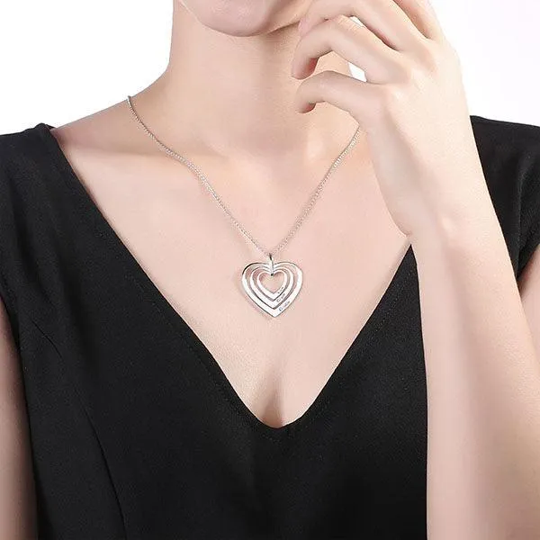Belbren Engraved Family Heart Necklace In Sterling Silver Necklaces