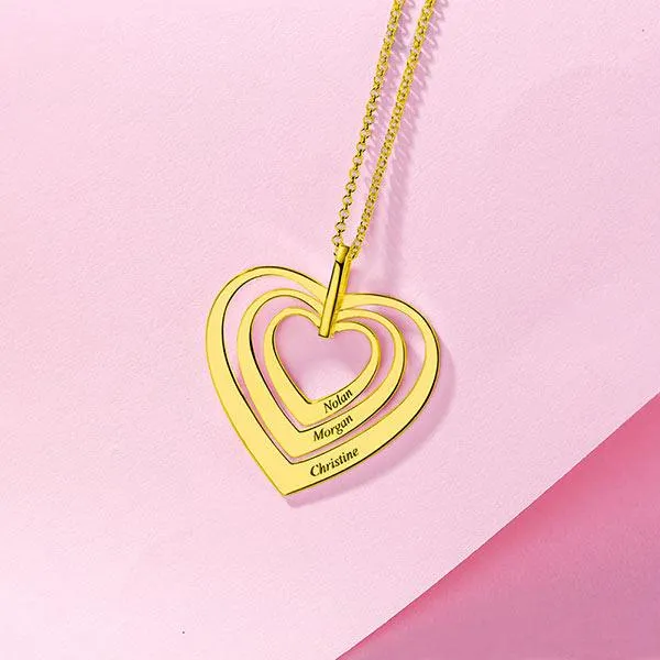 Belbren Engraved Family Heart Necklace In Sterling Silver Necklaces