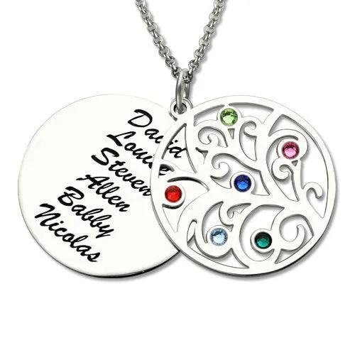 Belbren Necklaces Family Tree Pendant Necklace With Birthstones Sterling Silver Belbren Necklaces Family Tree Pendant Necklace With Birthstones Sterling Silver