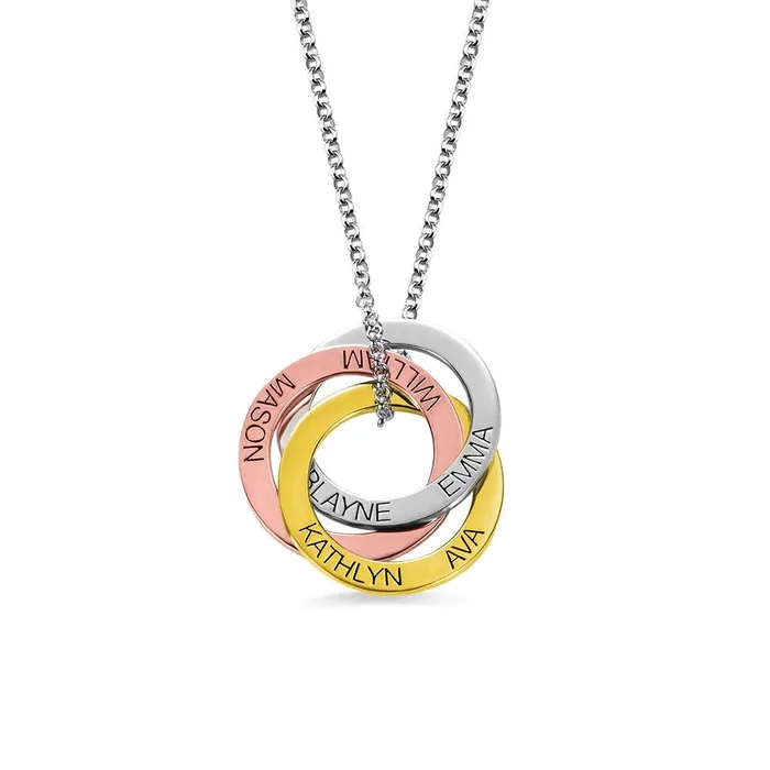 Belbren Personalized Interlocking Circles Necklace in Silver Gold or Rose Gold Custom Engraved Names Family Love and Friendship Jewelry Necklaces Belbren Personalized Interlocking Circles Necklace in Silver Gold or Rose Gold Custom Engraved Names Family Love and Friendship Jewelry Necklaces