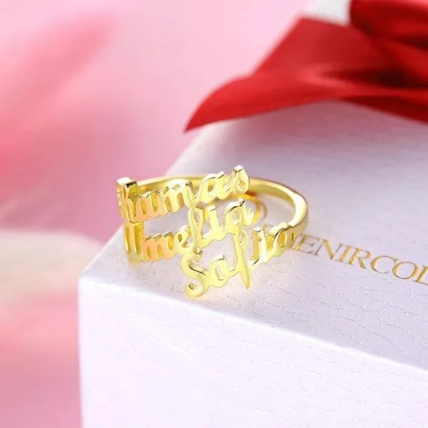 Belbren Rings Personalized 3 Name Ring