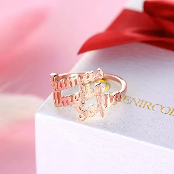 Belbren Rings Personalized 3 Name Ring