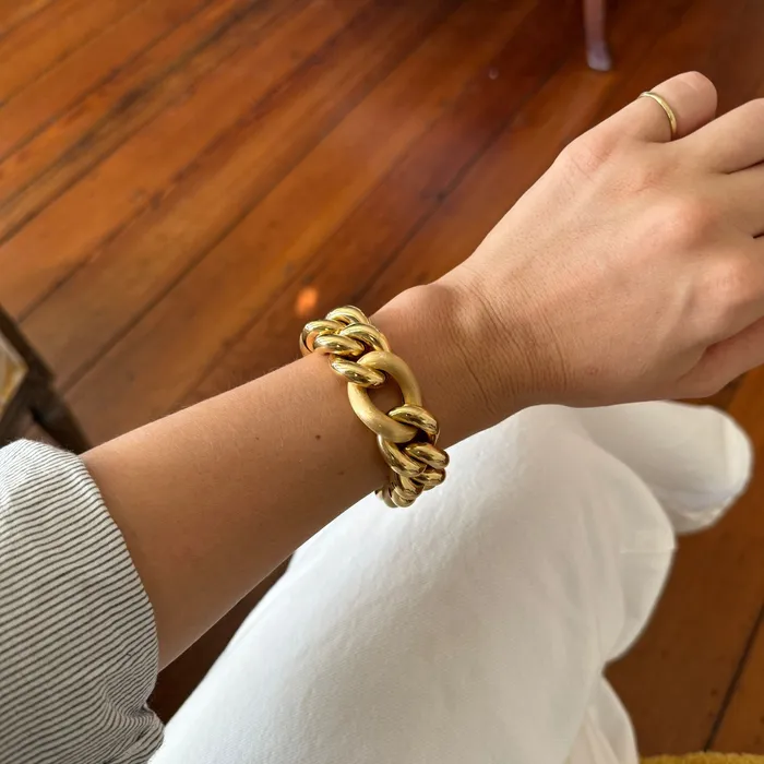 Bracelets 18K Yellow Gold Italian Mixed Curb Link Bracelet Croghans
