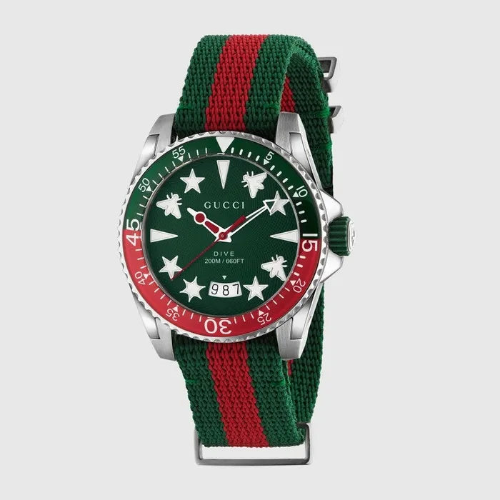 Bracelets Gucci Gucci Dive Stainless Steel Green Dial 40mm Quartz