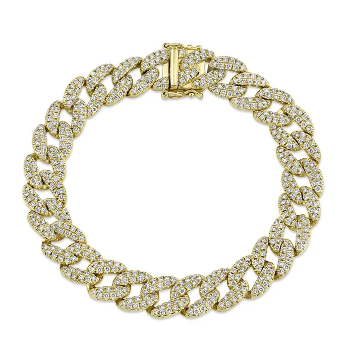 Bracelets Meierotto Jewelers 14K Yellow Gold Diamond Pave Cuban Link Bracelet Bracelets Meierotto Jewelers 14K Yellow Gold Diamond Pave Cuban Link Bracelet