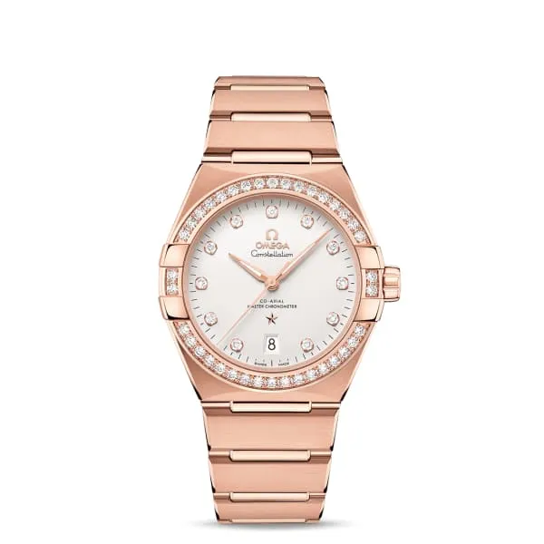 Bracelets Omega Omega Constellation 39mm Watch Ref 13155392052001 Silver Diamond Index Dial Diamond Bezel 18K Rose Gold Bracelet Bracelets Omega Omega Constellation 39mm Watch Ref 13155392052001 Silver Diamond Index Dial Diamond Bezel 18K Rose Gold Bracelet