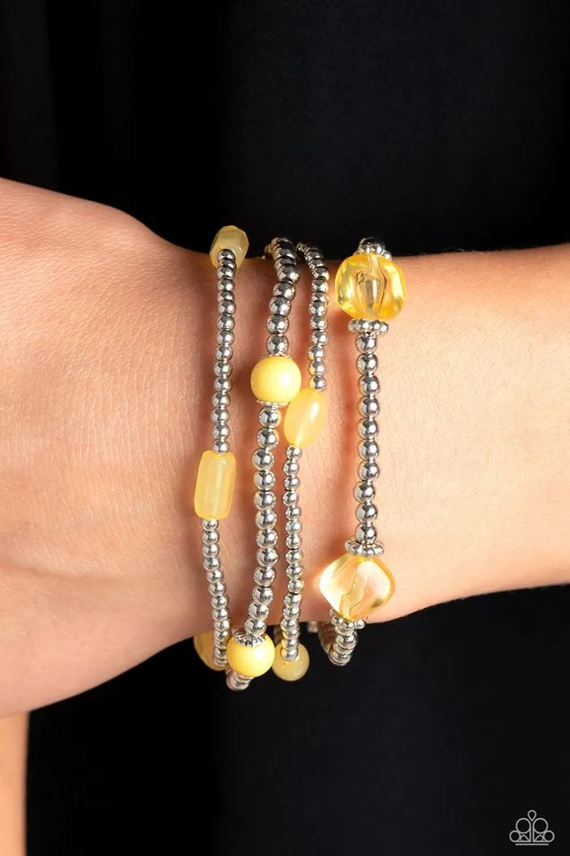 Bracelets Paparazzi Bracelet Geometric Guru Yellow Paparazzi Jewelry