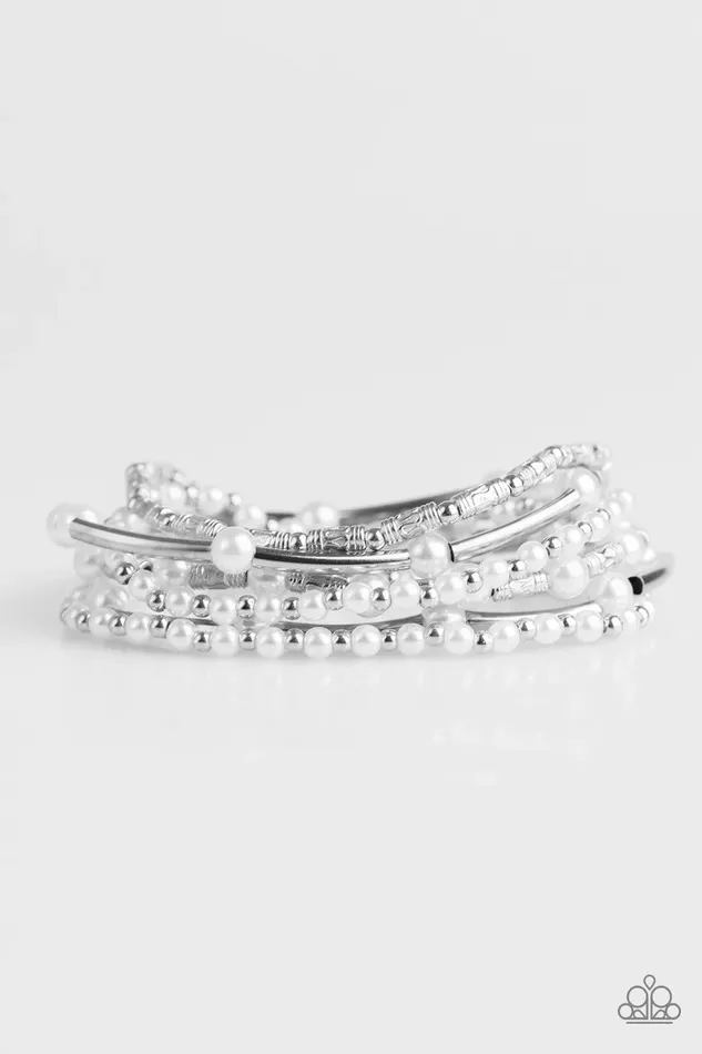 Bracelets Paparazzi Jewelry Paparazzi Bracelet Downtown Darling White