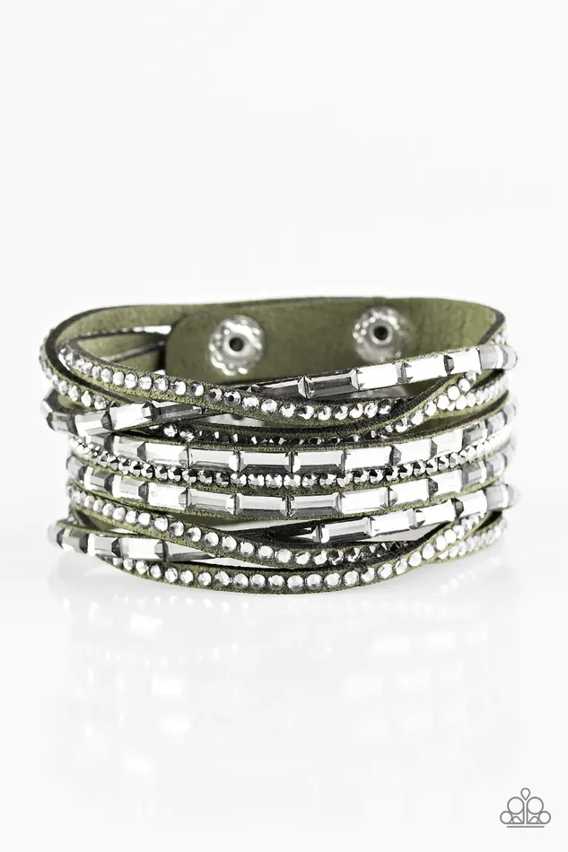 Bracelets Paparazzi Jewelry Paparazzi Bracelet Rhinestone Riot Green
