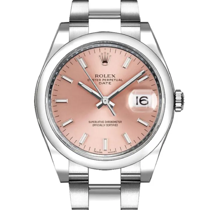 Bracelets Rolex Rolex Date 34mm Ref 1152000005 Pink Index Dial Stainless Steel Oyster Bracelet Watch