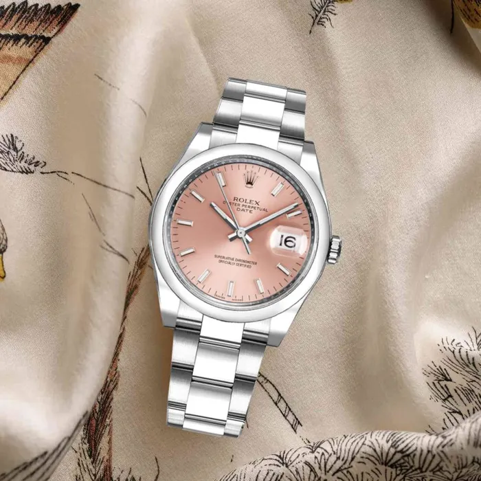 Bracelets Rolex Rolex Date 34mm Ref 1152000005 Pink Index Dial Stainless Steel Oyster Bracelet Watch