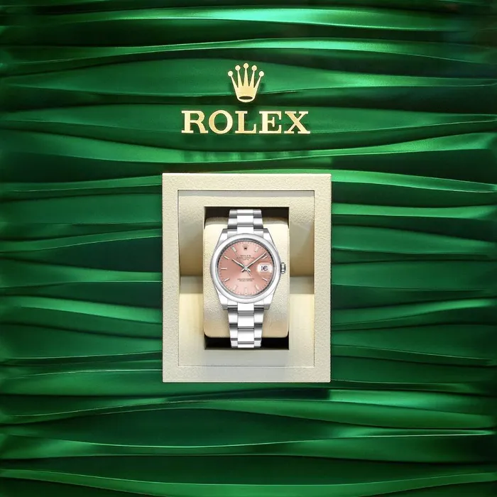 Bracelets Rolex Rolex Date 34mm Ref 1152000005 Pink Index Dial Stainless Steel Oyster Bracelet Watch