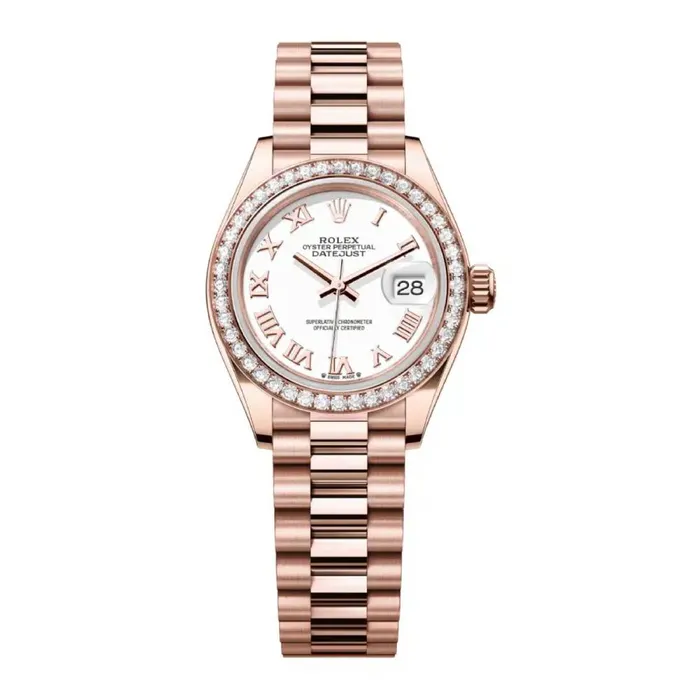 Bracelets Rolex Rolex LadyDatejust 28mm Ref 279135rbr0023 White Roman Dial Diamond Bezel 18K Rose Gold Presidential Bracelet Womens Watch Bracelets Rolex Rolex LadyDatejust 28mm Ref 279135rbr0023 White Roman Dial Diamond Bezel 18K Rose Gold Presidential Bracelet Womens Watch